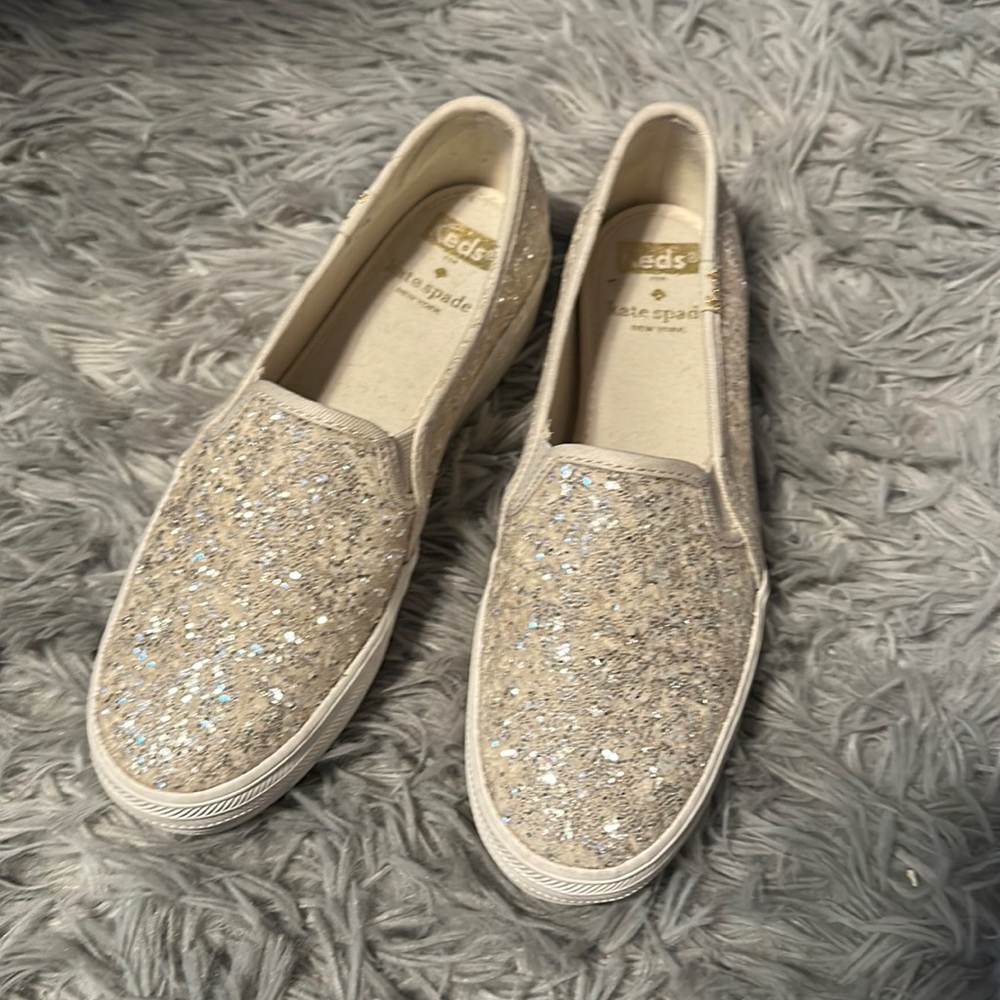 Kate spade sparkle platform slip ons